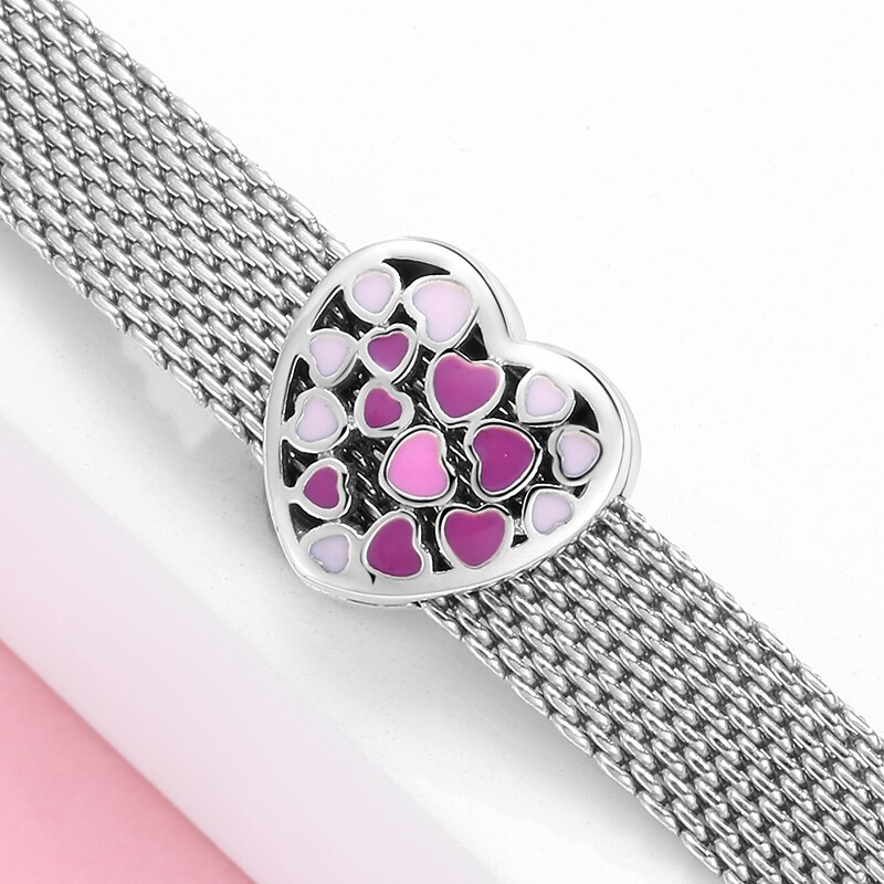 Berlocker för armband smycken att göra 925 sterling silver hjärtform 9 stilklämmor fina berlocker passar original reflexer armband