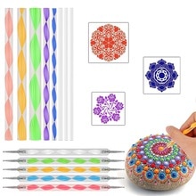 16 st prickmålning mandala prickverktygssats keramik akrylstavar skulptur stenmålning mandala stenciler nagelkonstverktyg