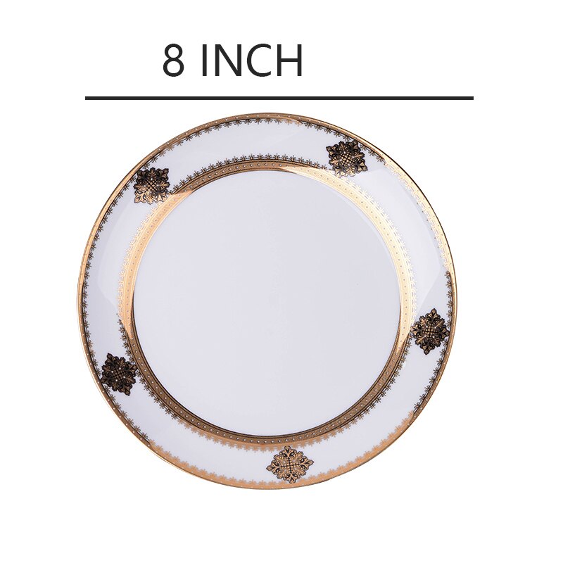 Luxtry Blue Ceramic Dinner Plate Set Steak Dish Dessert Phnom Penh Porcelain Glass Kitchen Utensils Dinnerware Tableware Set: 7