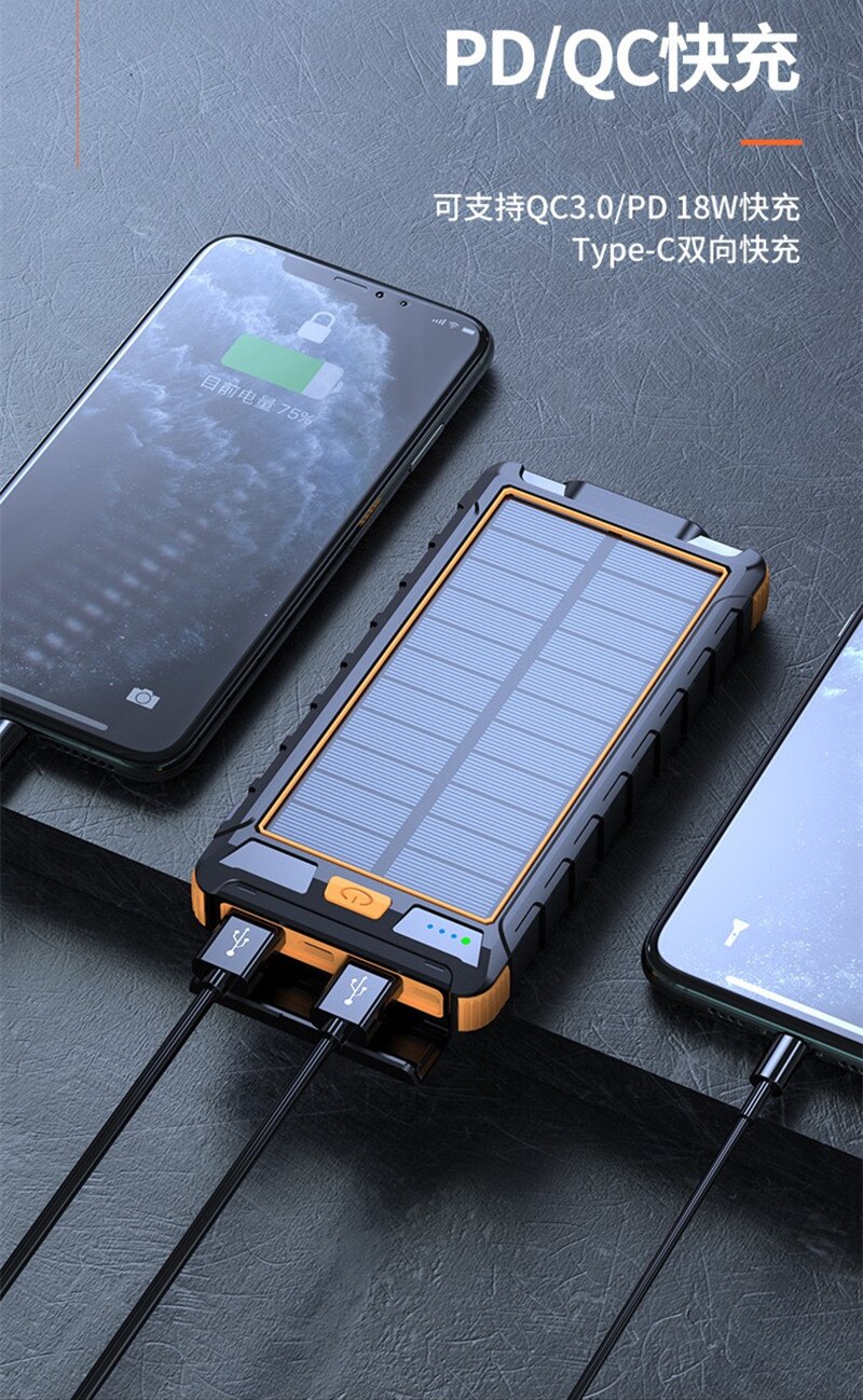 Solar- Energie Bank 80000mAh Tragbare Ladung Energie Bank Externe Batterie Ladegerät Energie Bank Für iPhone 12 Profi Xiaomi Huawei