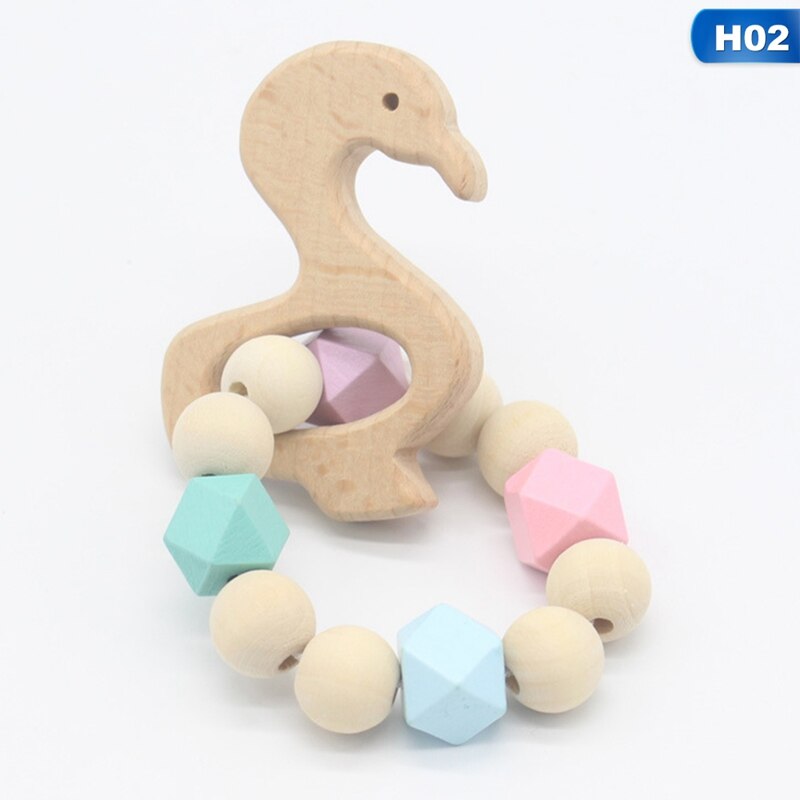 Baby Bijtring Armband Molaire Stok Beuken Houten Speelgoed Baby Armband Speelgoed Baby Care Armband Hand Lijm Zorg Geschenkdoos: HO2