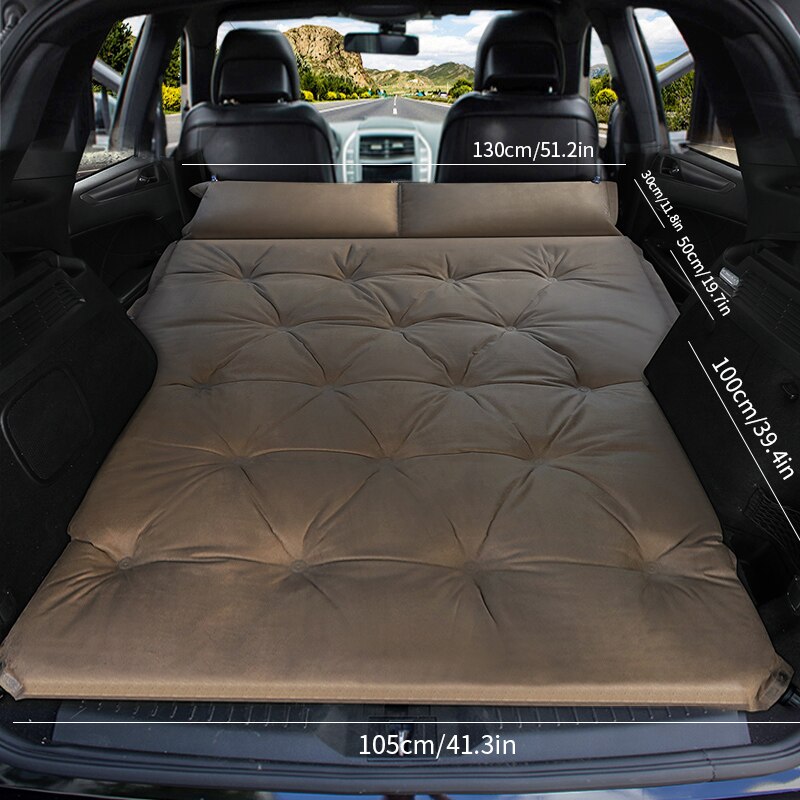 Shibu Automatic inflatable bed SUV dedicated car travel bed trunk air cushion off-road vehicle car mattress car bed: Double-khaki