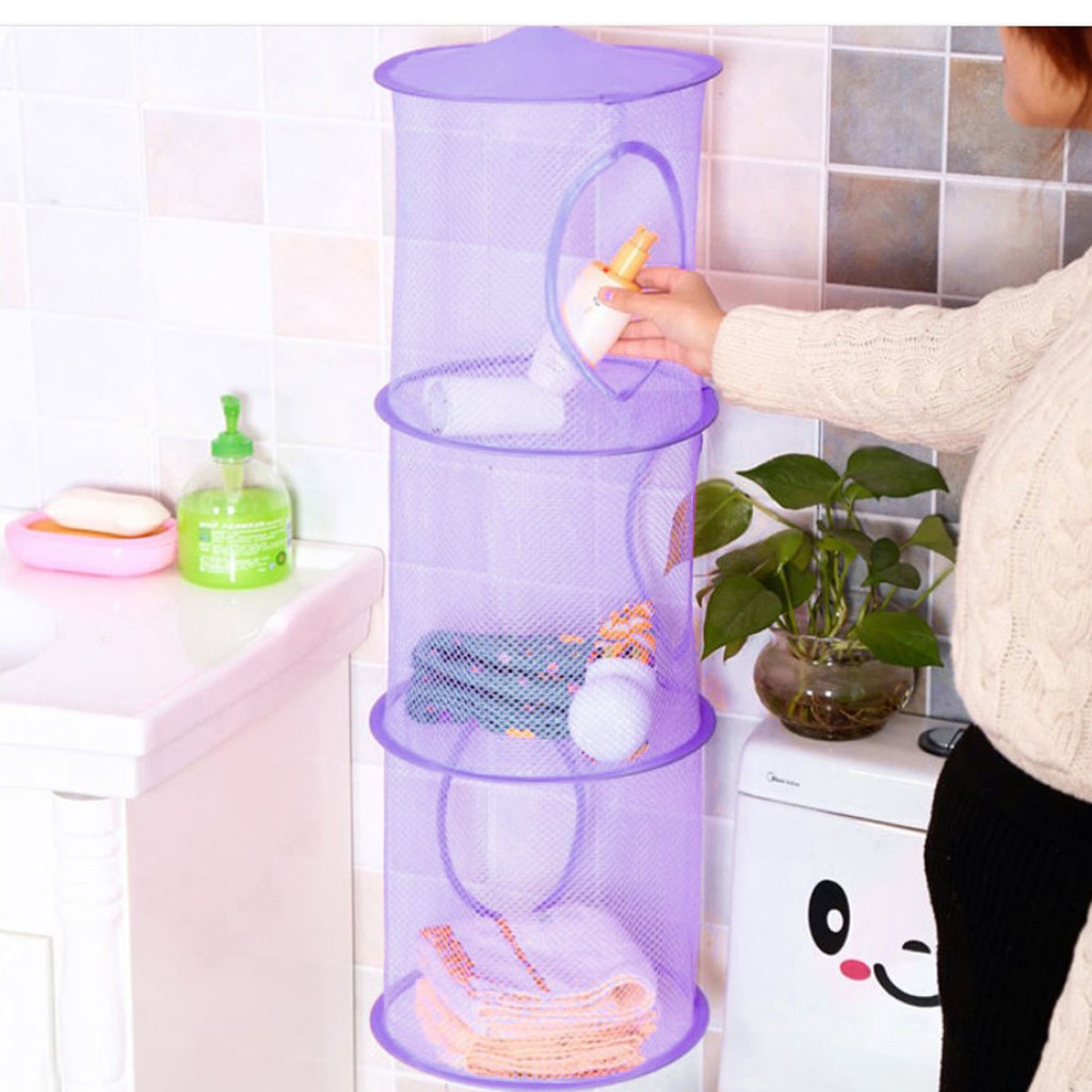 3 Hanging Organizer Pockets Shelf Hanging Bag Storage Mesh Net Organizer Laundry Toy Towel Socks Closet Cloth Storage Bag