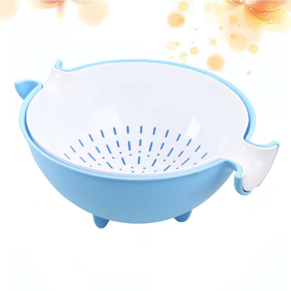 2-in-1 Kitchen Strainer Colander and Bowl Sets Large Washing Bowl and Strainer Detachable Colanders Strainers Set (Purpl: Sky-blue