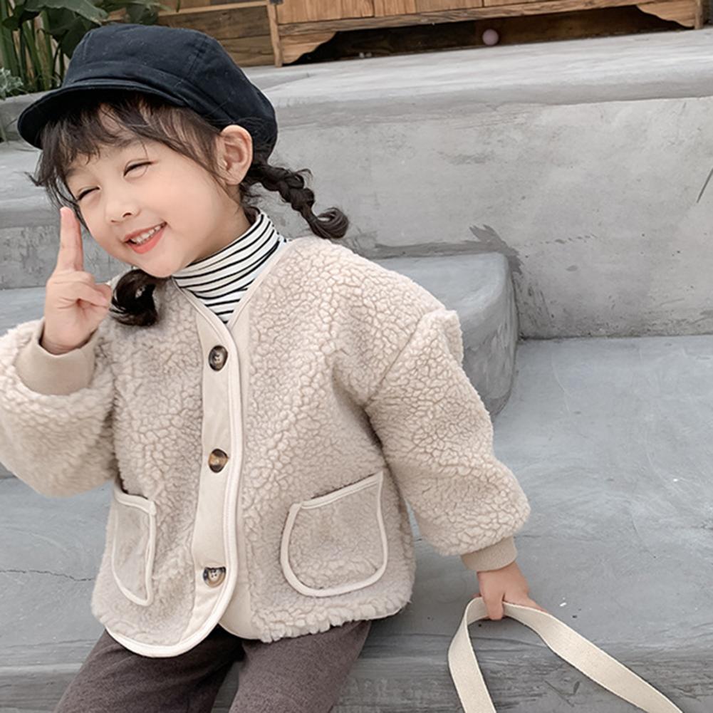 Lined Coat Button Closure Warm Soft Girls Jacket for Autumn Kids Colthing Warm Padding Jacket For Girl Outerwear Coats