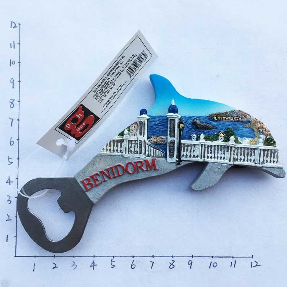 Benidorm, Spanje Koelkast Magneet Creatieve Dolphin Landschap Flesopener Toeristische Souvenir Koelkast Magnetische Sticker Home Decor