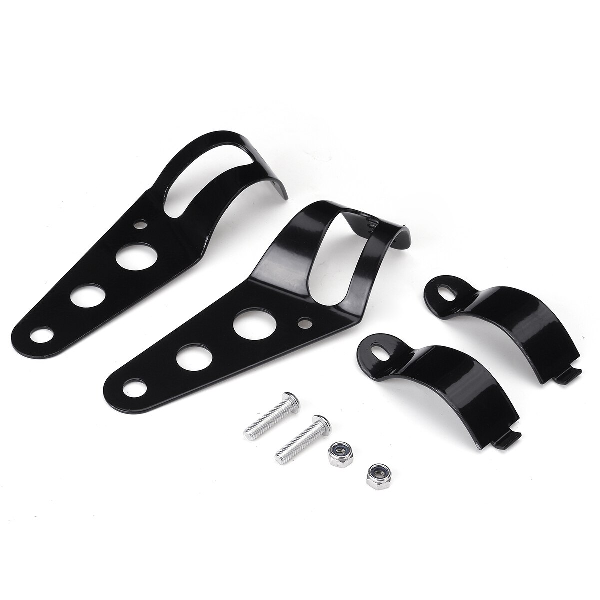 1Set 38-48mm Universal-Motorcycle Headlight Mounting Bracket Fork Ears Adjuster Mount Clamp Holder For Chopper Bobber Cafe Racer: Black