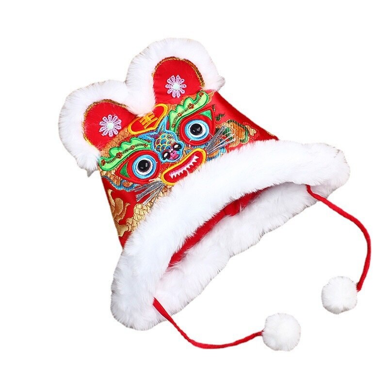 Herfst En Winter Geborduurde Tijger Hoofd Katoenen Muts Baby Semi Handleiding Kinderen Dans Fotografie