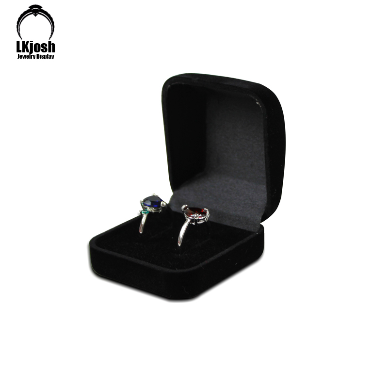Caja De joyería De terciopelo, caja De almacenamiento De joyería con anillo Bo, caja De doble anillo, caja De tesoro De perlas, caja De De boda, organizador De Joyas: Blanco