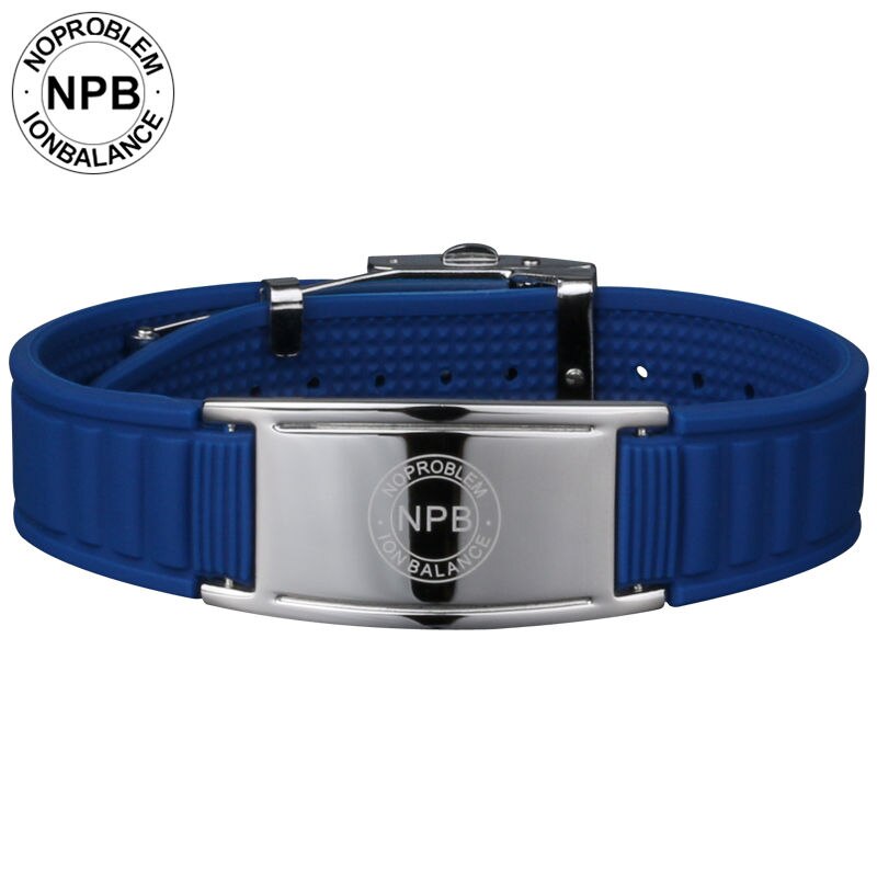 Noproblem Antifatigue Ion Balance Magneten Hologram Power Therapie Silicone Verstelbare Toermalijn Polsband Armband P035: P035blue