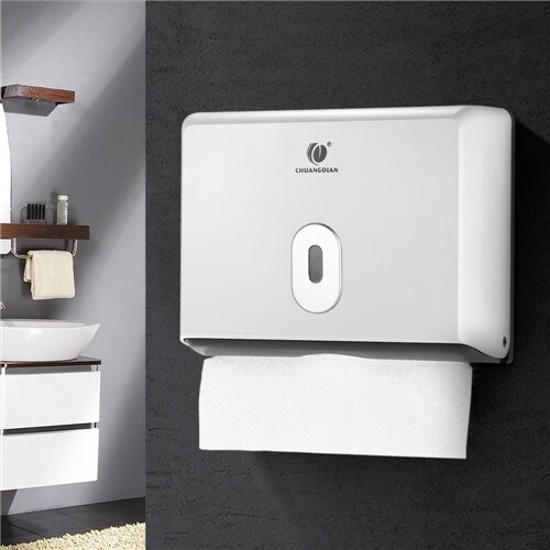 Wall-mounted Bathroom Tissue Dispenser Tissue Box Holder for Multifold Paper Towels Plastic Tissue Box Room Kitchen Toilet Paper: White