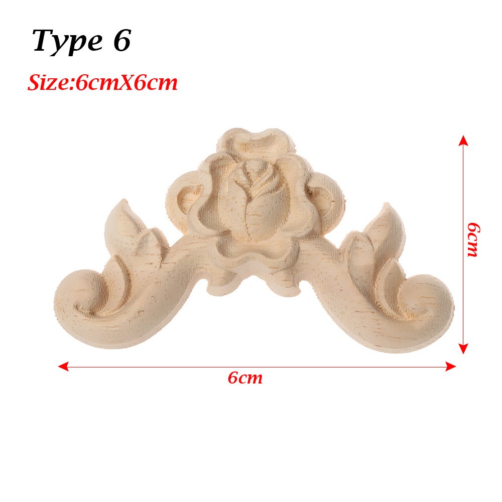 1 PC Ecke Appliques Holzschnitzerei Rose Blume Unlackiert Blumen- Geschnitzte Holz Handwerk Möbel Ornament DIY Hause Dekoration: 8