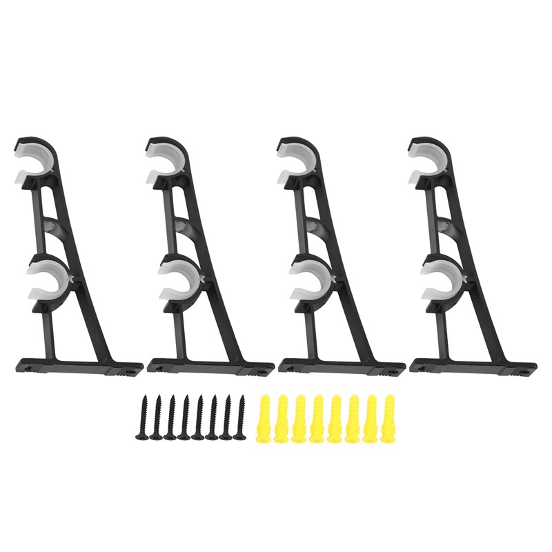 Double Curtain Rod Holders Set, Curtain Rod Brackets, Tap Right Into Window Frame Curtain Rod Hang Curtain Brackets for Window B: black