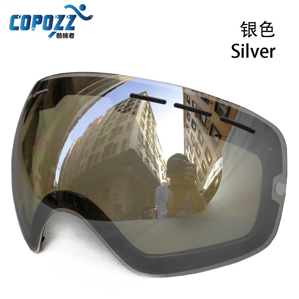Anti-tåge snescooterski til copozz gog -201 uv400 store sfæriske ski snowboardbriller beskyttelsesbriller briller: Sølv