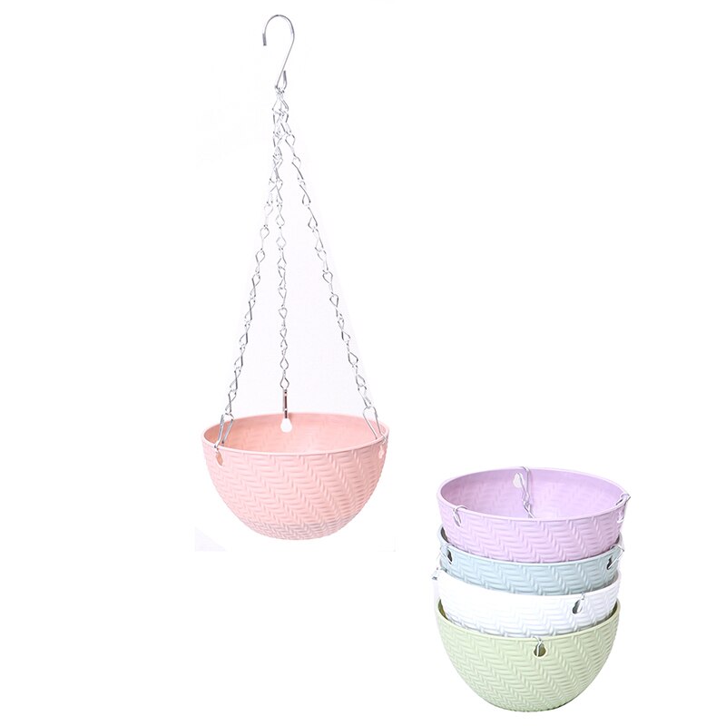 Macetas colgantes de cadena para balcón, cesta de maceta de flores, tejido de mimbre de imitación, 1 ud.