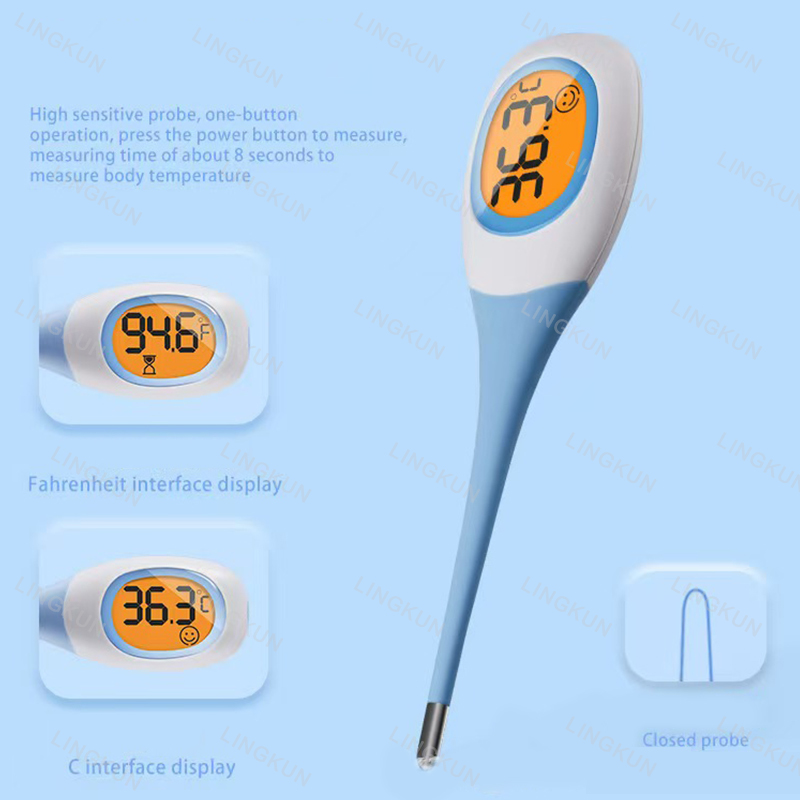 Termómetro rápido de silicona 8S para fiebre, termómetro Digital infrarrojo para el cuerpo Basal, pantalla LED de temperatura Rectal para axila Oral: 4