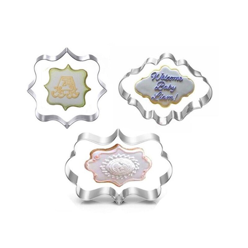 3 Stks/set Zegen Frame Cookie Cutter Pastry Extra Fondant Mold Rvs Cakevorm Decorating Gereedschap Bakken Accessoires