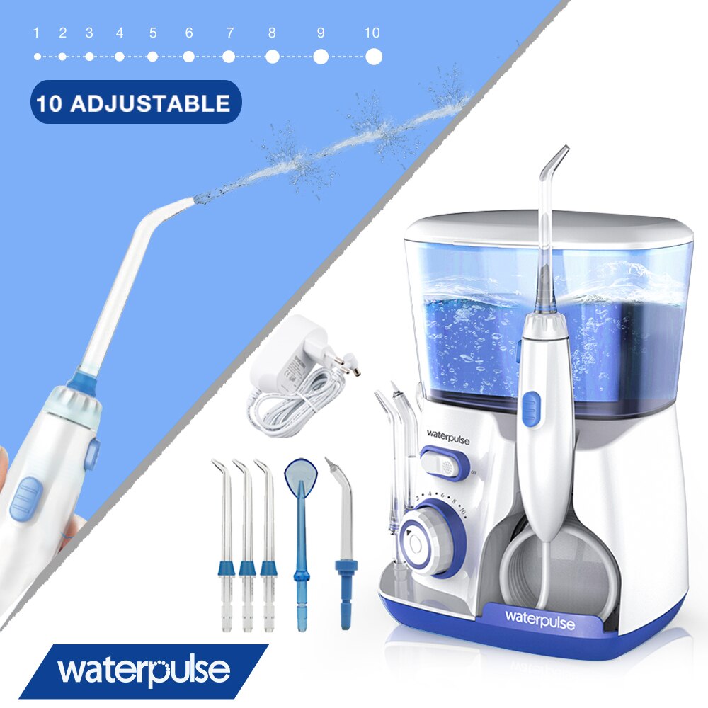 Waterpulse V300 Electric Oral Irrigator For Teeth Clean Dental Water Flosser 800ml Tank Oral Hygiene Cleaning 5 Jets Set