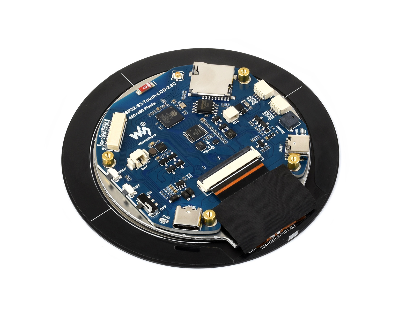 Waveshare ESP32-S3 2.8inch Round Display Development Board, 480×480, 32-bit LX7 Dual-core Processor, Options For Touch Function