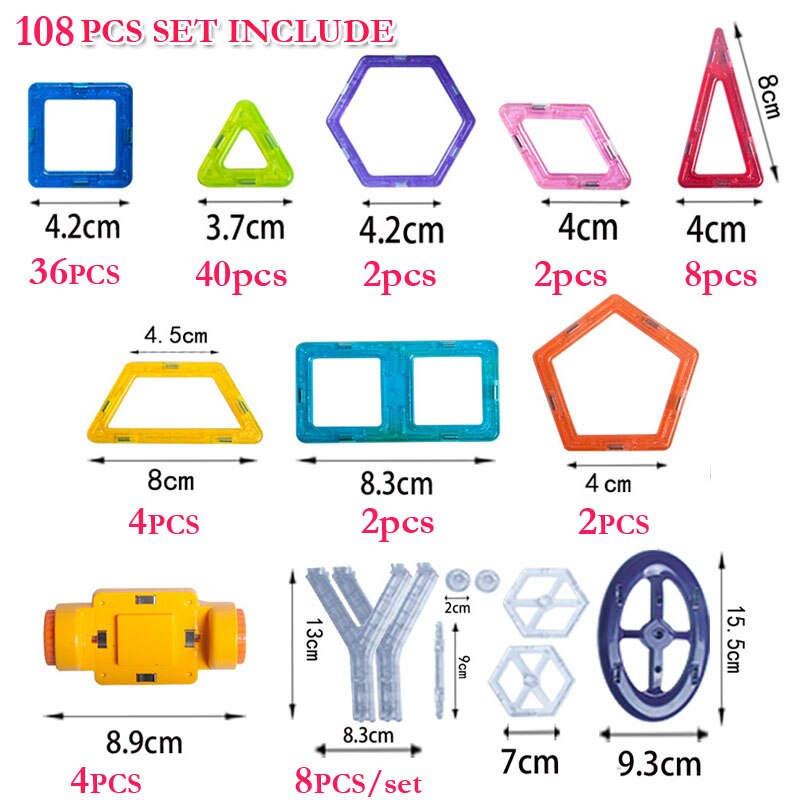 30-180 stks/set Mini Magneet Speelgoed Bouwstenen Magnetische Constructie DIY Educatief Blokken Speelgoed Spelletjes Voor kinderen: 108 pieces