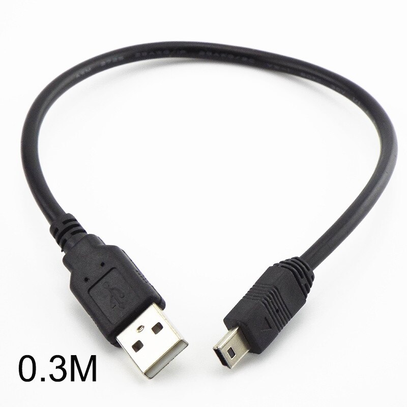 Mini USB Cable T-port mini USB Data Cable 0.3M 0.5M 1.5M 3M 5M USB To USB Fast Charger For MP3 MP4 Player Car DVR Digital Camera: 0.3M