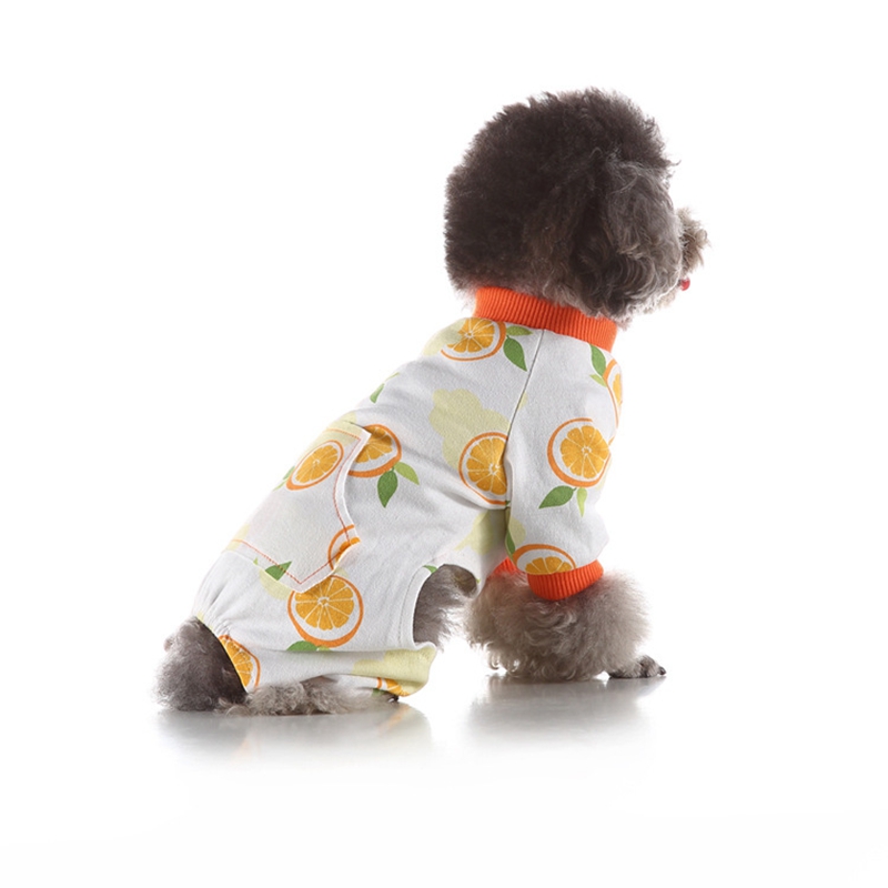 Pijamas con estampado naranja para perro, Camisón de algodón suave para perro, camisa acogedora, ropa para mascotas, mono, ropa de dormir para perros y cachorros