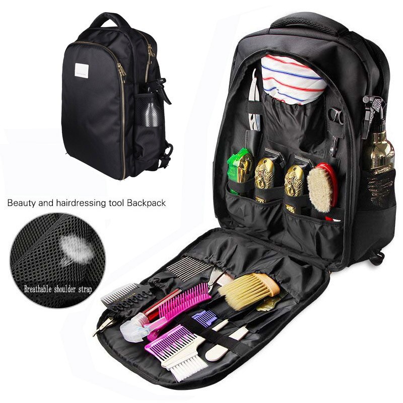 Barbeiro maleta de transporte para wahl barbeiro ferramentas estilo acessórios grande capacidade armazenamento mochila viagem ombros saco