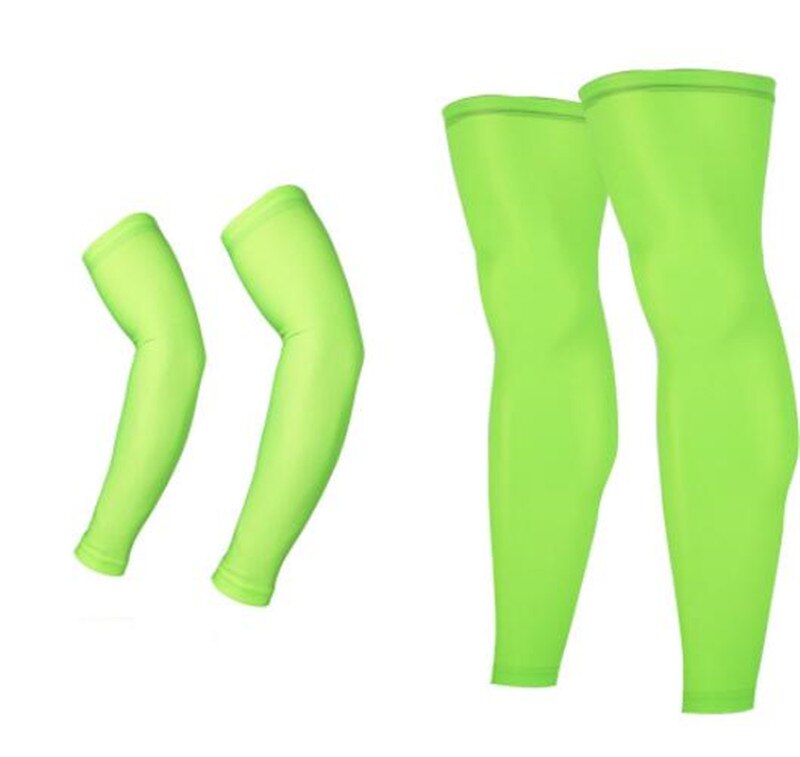 Arsuxeo fietsmouwen beschermende mouwen jogging golf armmouwen leggings mtb fietsmouwen armwarmers + beenwarmers uv: Groente / Ik
