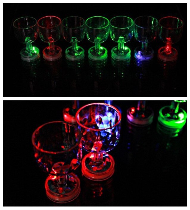 24 Stks/partij Gloeiende Partij Bal Pub Flash Wijnglas Cup Cann Led Light-Up Plastic Glow Servies Servies Festival Party levert