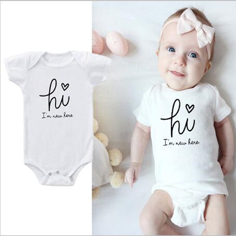 Shirerty Summer Baby Boys Girls Short Sleeve Letter Print Cute Cotton Romper Baby Clothes Outfits 0-24M