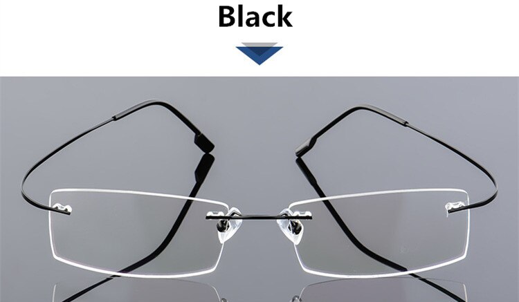 Brilmontuur Randloze Ultralichte Brillen Vrouwen Mannen Computer Optische Glazen Voor Mannelijke Vrouwelijke Transparant Clear Lens: C1  Black
