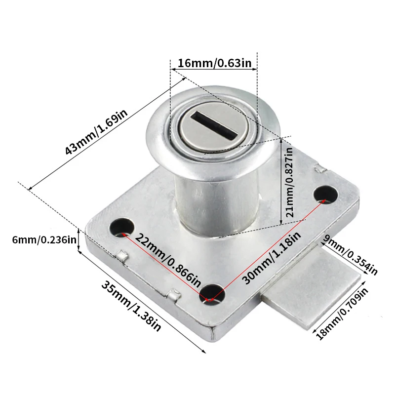 2/5 sæt skuffelåse, skuffelåse til kontorborde, skabslåse til husholdningsbrug, låsespænder med nøgler