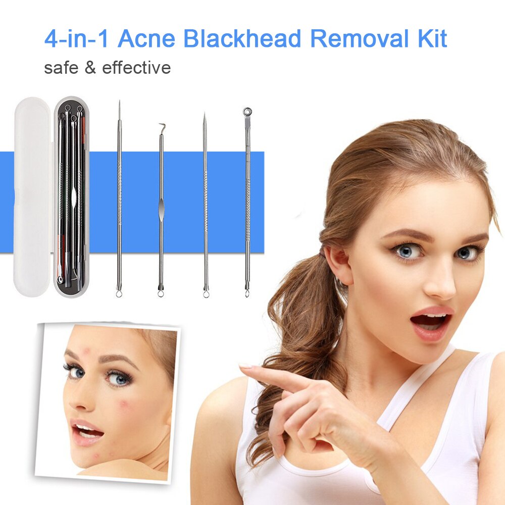 4-w-1 usuwająca zaskórniki urządzenie robić usuwania trądziku ekstraktor komedonowy zestaw pryszcz trądzik skaza narzędzia robić usuwania zestaw dla pielęgnacja skóry twarzy