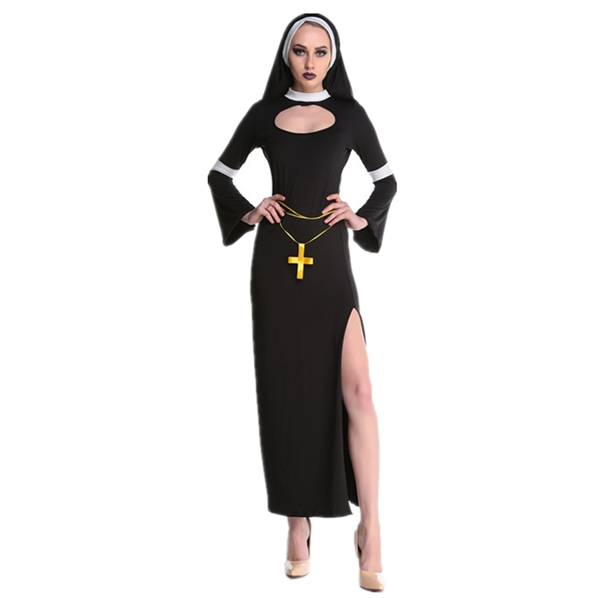Medieval Cosplay disfraces de Halloween para las mujeres sacerdote monja traje misionero adulto Cosplay ropa vestido de mujer