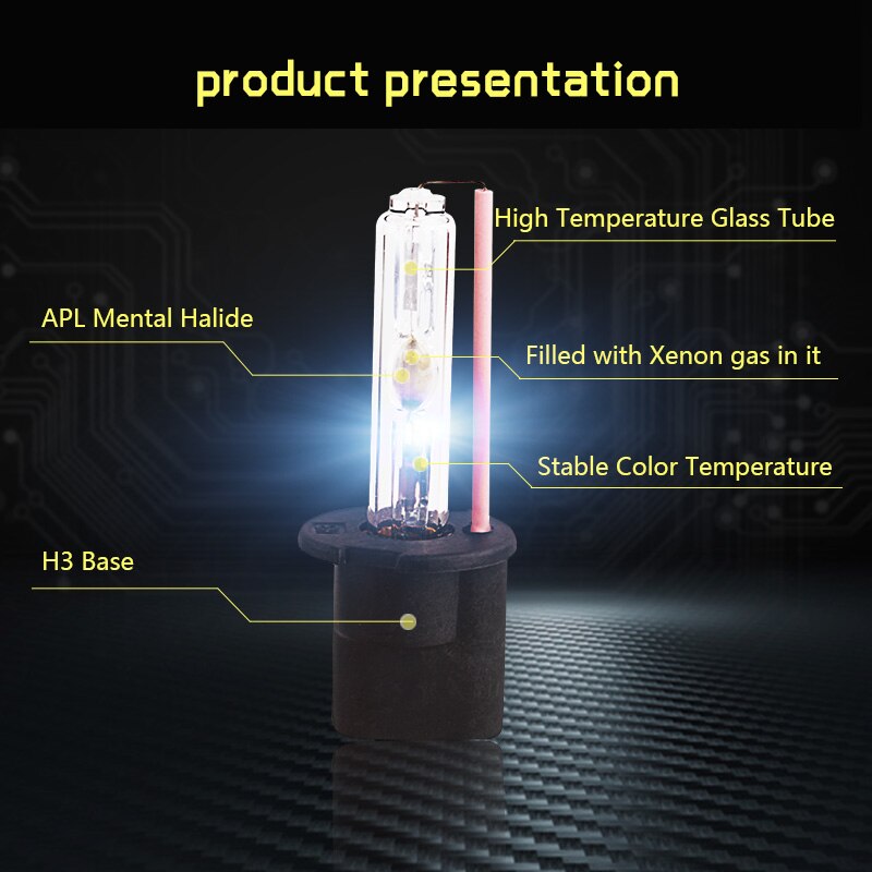 2 stk  h3 xenonpære 55w 3000k 4300k 5000k 6000k 8000k 10000k 12000k autolampe 12v billykter xenon  h3 pærer tåkelys