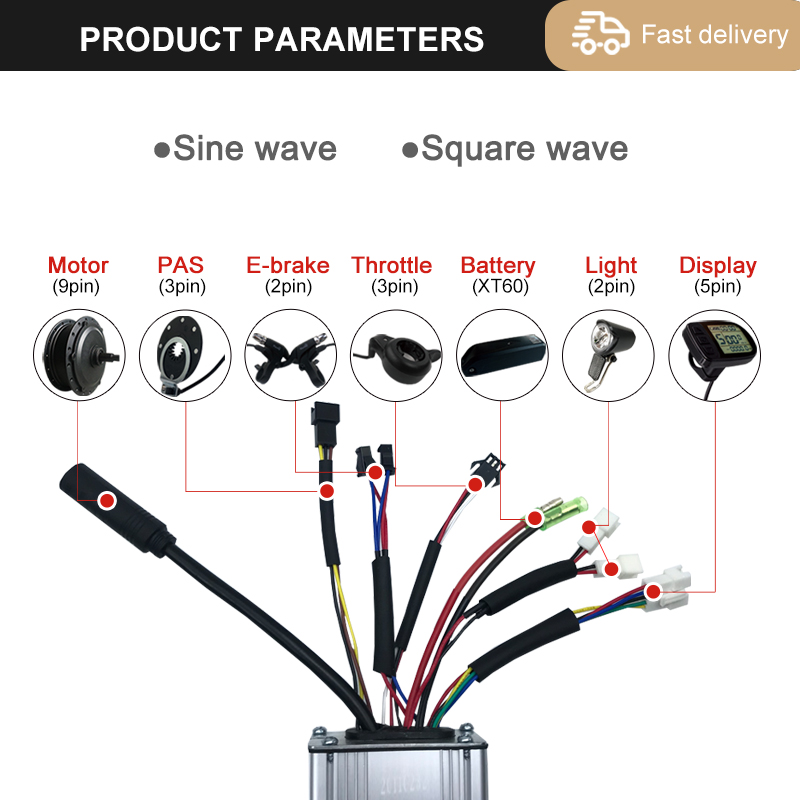 250w-3000w sähköpyörän ohjainta  kt 15a-50a siniaalto-kanttiaalto-ohjainta harjattoman moottorin polkupyörän lisävarusteita