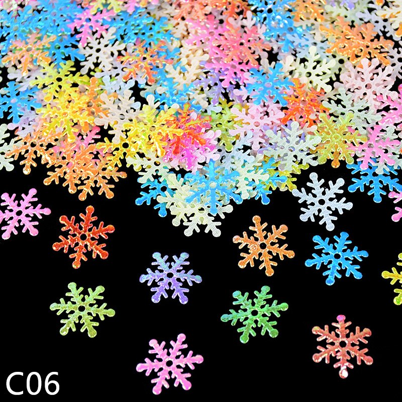 Confeti de copos de nieve artificiales para Decoración de mesa, confeti de Navidad brillante, copos de nieve artificiales, adornos de árbol de Navidad de nieve, para invierno, para boda, 270 Uds.: C06 multicolor