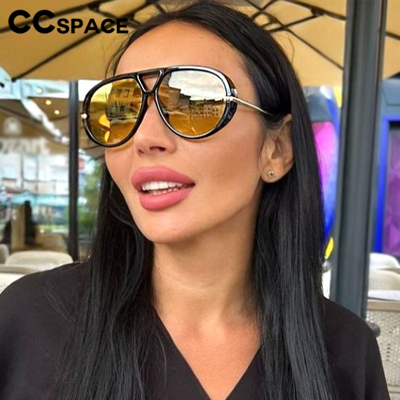 Gafas de sol de gran tamaño para mujer, lentes amarillas de gran tamaño a la , gafas de sol de de lujo, protección UV 2024 # 300864