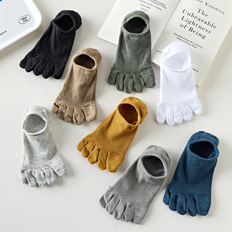 ¡Ventas calientes! Calcetines de cinco dedos para hombre y mujer, medias con punta tipo zapatilla, calcetines invisibles huecos de malla, calcetines cortos hasta el tobillo que absorben el sudor