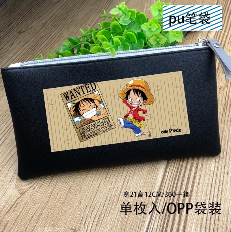 Anime One Piece PU Leather Pen Bag Luffy Stationery Bag Tony Tony Chopper Long Purse for: One Piece-2