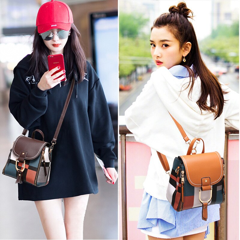 YBYT women leather backpack multi function small school bag female shoulder crossbody bag girls rucksack