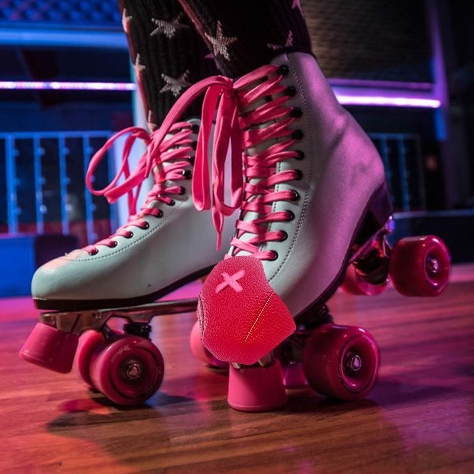 2Stck Rollschuhe Litschi aufbringen Leder Kappe Kappe Schutz Sechs Farbe Rollschuh Kappe Schutz