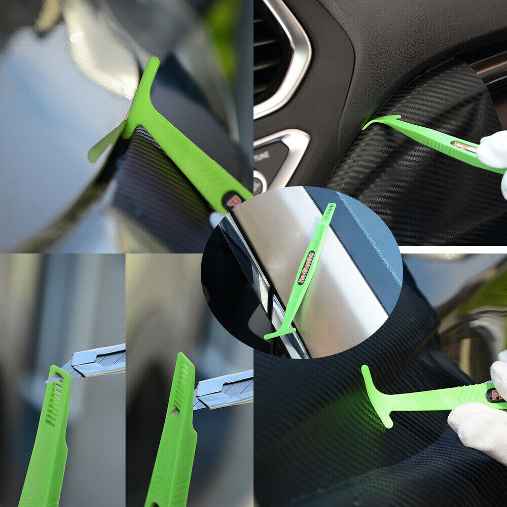 Ehdis 1/3 stk kulfiber klistermærke magnet stick gummiskraber vinyl film indpakning skraber sæt biltilbehør vindue folie toning værktøj