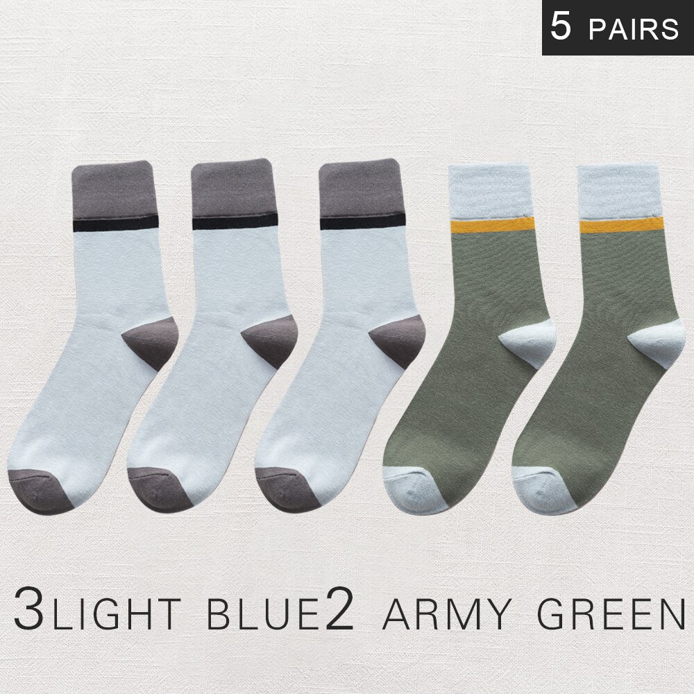 Calcetines de algodón transpirables para hombre, calcetín informal de negocios, , estilo Harajuku japonés, invierno,: 3 light blue2 green