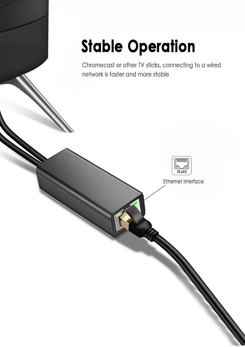 Fire TV Stick HD 480 Mbps Micro USB2.0 To RJ45 Ethernet Adapter 10/100 Mbps FOR Fire TV/Google Home/Chromecast TV Stick 2nd