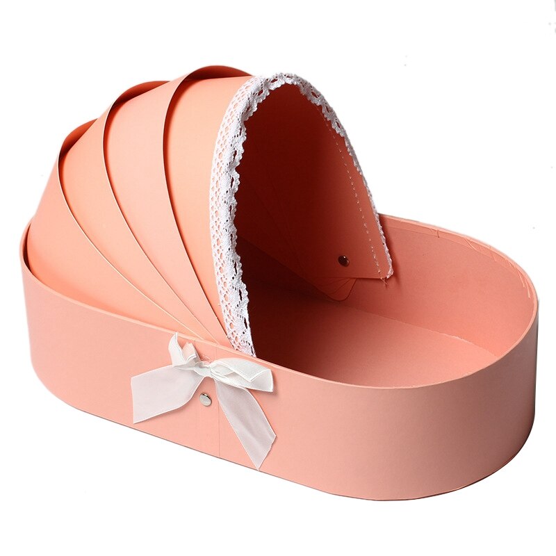 Caja de flores de cuna, Cajas de de cesta de arreglo de flores de rosas, cajas de embalaje de flores florales románticas, decoración para el hogar de boda: pink