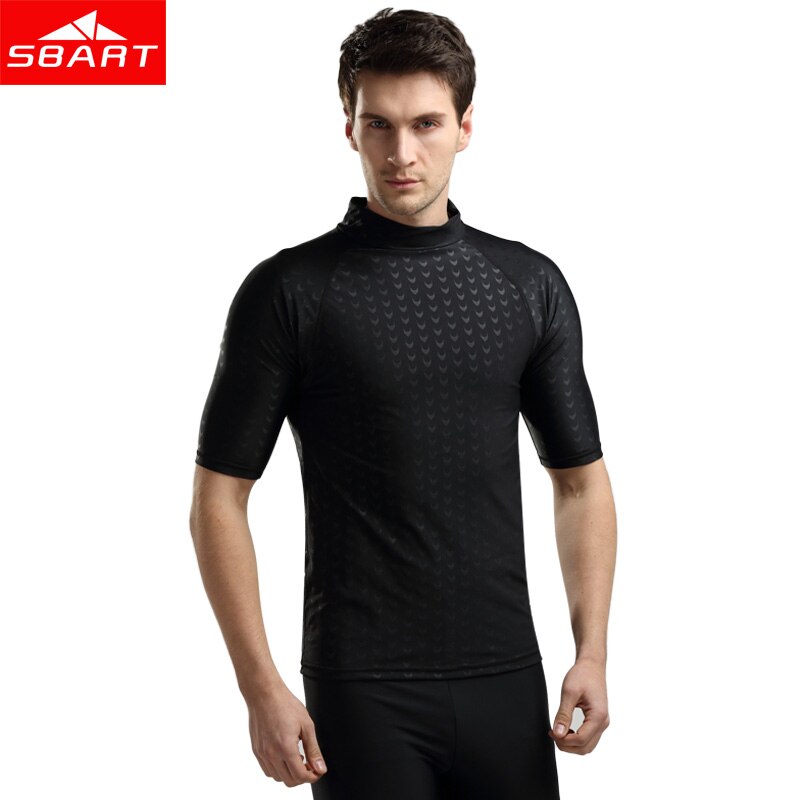 Sbart kortærmet rash guard mænd badeskjorte solbeskyttelse hajskind t-shirt til mænd surfing top windsurf rashguard plus 4xl j