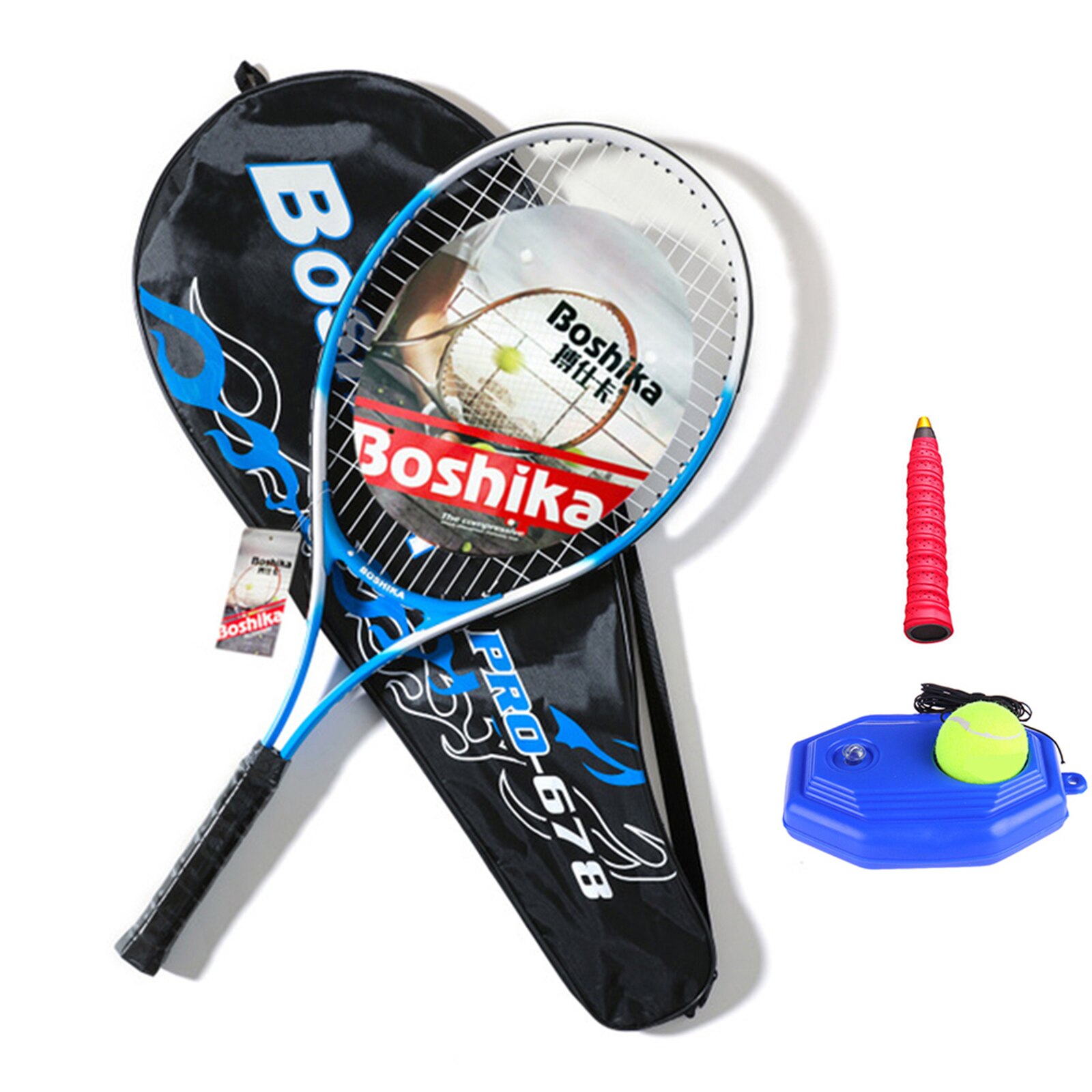 Aluminum Alloy Tennis Racket Lightweight Shockproof Tennis Racquet with Training Tennis Carry Bag and Tennis Grip: Blue