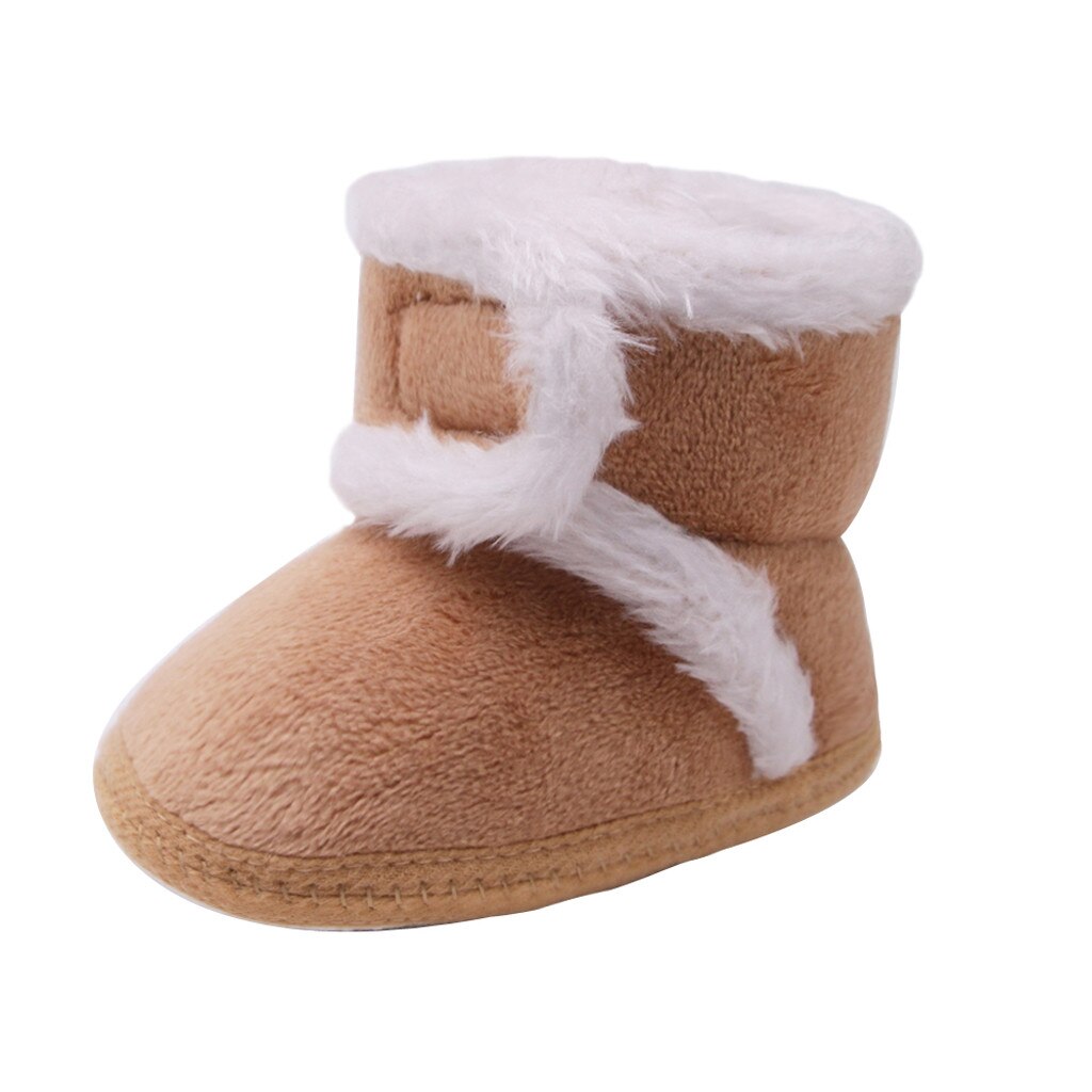 Novo bebê mais botas de veludo do bebê recém-nascido meninas cashmere de pelúcia botas de inverno bandagem manter sapatos quentes adesivos mágicos sapatos da criança: Khaki  / 12