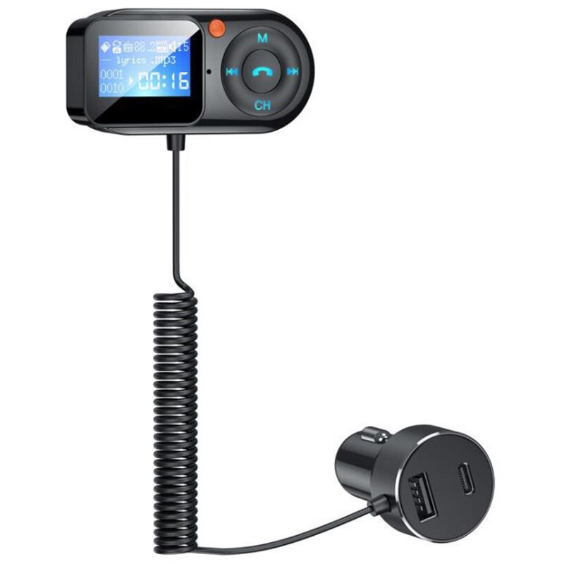 Transmetteur FM Bluetooth 5.0 mains libres pour voiture, lecteur MP3 Audio AUX, USB type-c PD, charge rapide, modulateur FM, BT-T1